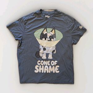 Bluey Cone of Shame T-Shirt Men’s XL Blue Funny Cartoon Graphic Tee Disney